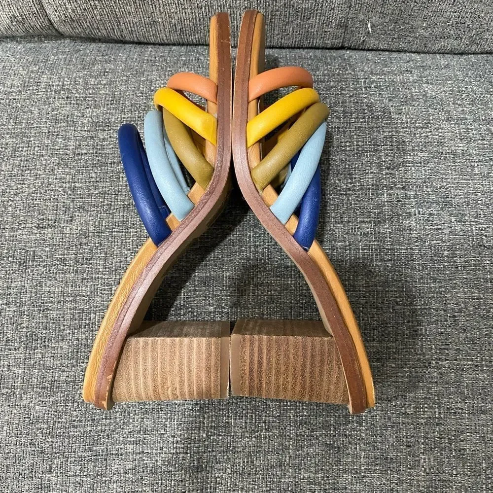 MadeWell Addie High Heel Mule Rainbow Sandals Women Size 6.5